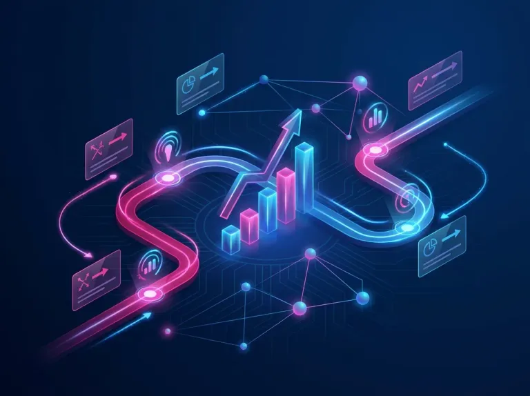 Digitale roadmap met mijlpalen, prioriteiten en groeicurve